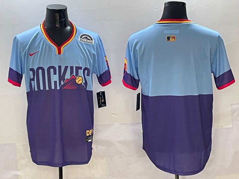 Men Colorado Rockies Blank Purple blue Joint Name 2025 Nike MLB Jersey style 2